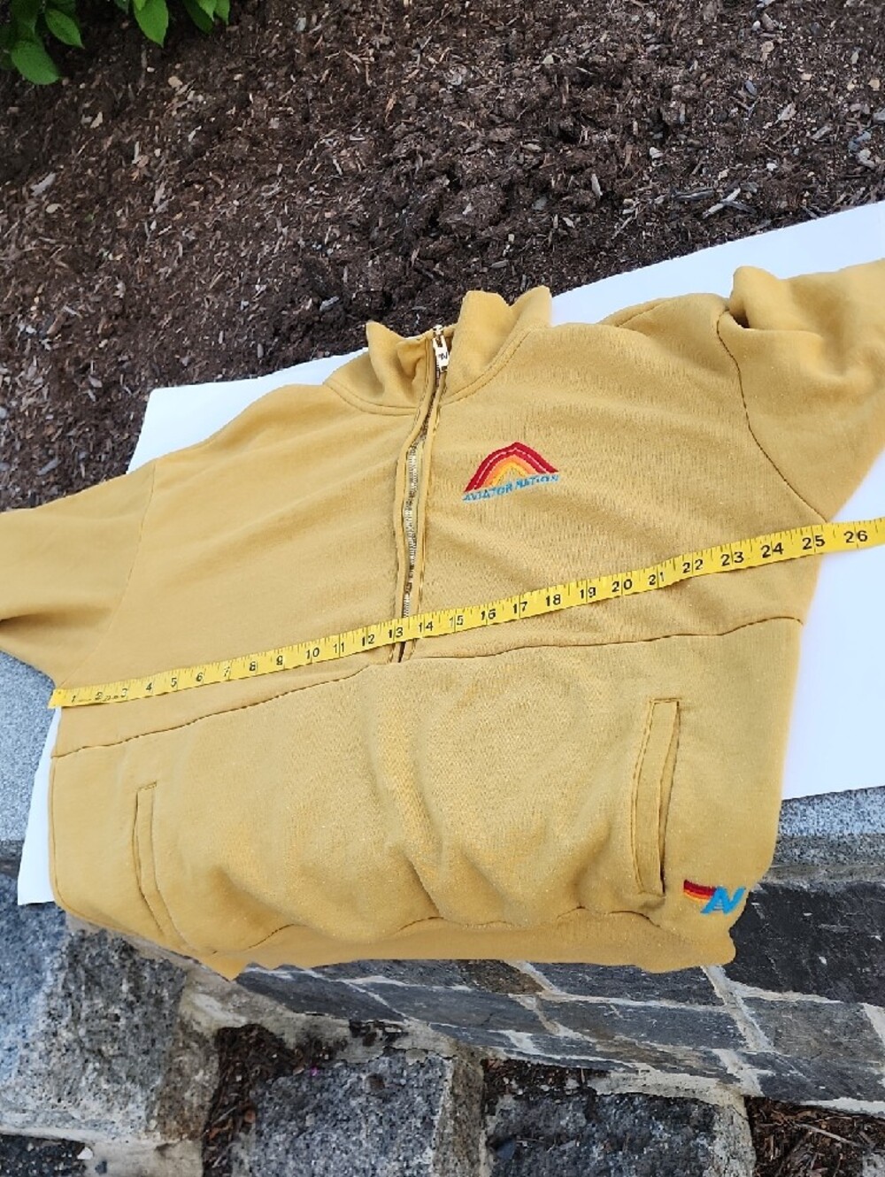 Aviator Nation Mountain Embroidery Half Zip Sweatshirt In Khaki Large - Picture 14 of 16